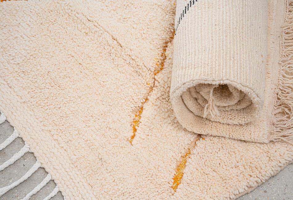 Tapis salon sur-mesure poils longs naturels blanc