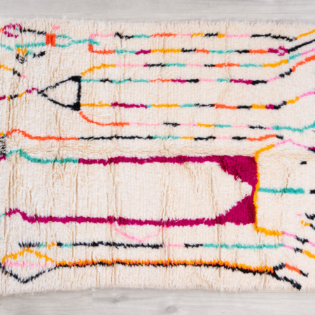 Tapis berbère tissé à la main poils longs multicolore
