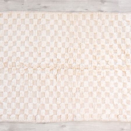 Marmoucha tapis laine écru fait main