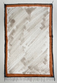 Tapis en laine artisanal Marmoucha gris blanc et orange